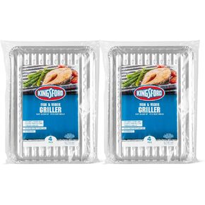Kingsford Grilling Fish & Veggie Griller, Non-Stick Aluminum Grill Liner, Prevents Food from Falling through Grill Grates, 16" x 11.75" x 0.88", Pack of 4, Model: 6119994300