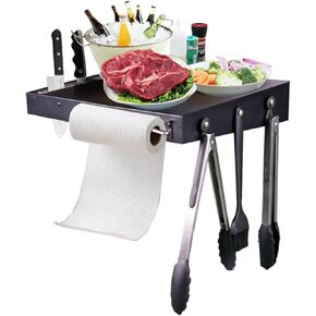 رف Utheer قابل للطي لشواية Traeger Pro 22، Pro 575 وIronwood 650 Series Pellet Grill، ملحقات الشواية لشوايات Traeger Pellet، رف أمامي قابل للطي BAC362، 25 بوصة طول × 12 بوصة عرض، أسود