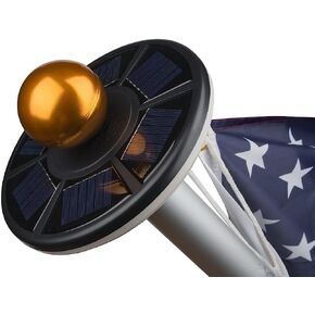 Sunnytech 2nd Generation Solar Flag Pole 20led Light, Brightest, Most Powerful and Stable, Longest Lasting & Most Flag Coverage, LED Downlight for Most 15 to 25 Ft In-Ground Flag Pole, Automatic,Black