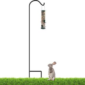 Gray Bunny Shepherds Hooks, 48 inch, 2 Pack - Heavy Duty, Non-Hollow, Powder Coated Metal, Bird Feeder Stand, Hanging Plant Hook, Weather Resistant, 6.5 lbs Weight Capacity