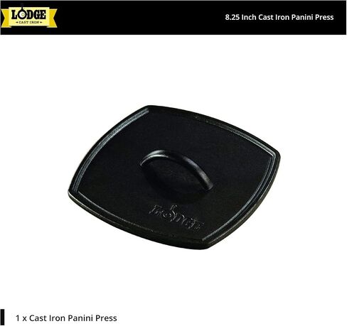 Lodge Pre-Seasoned Cast Iron Square Panini Press, 8.32 Inch | Heavy-Duty Cast Iron Press for Burgers, Sandwiches, Bacon & Everyday Griddle Cooking, Durable & Naturally Nonstick in Kuwait