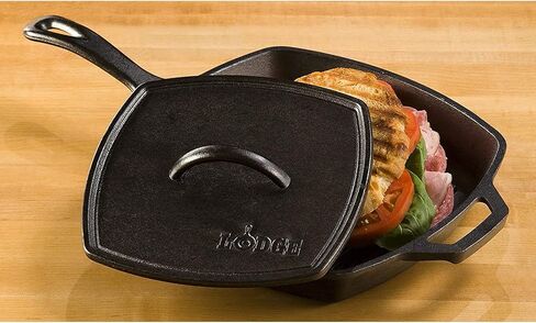 Lodge Pre-Seasoned Cast Iron Square Panini Press, 8.32 Inch | Heavy-Duty Cast Iron Press for Burgers, Sandwiches, Bacon & Everyday Griddle Cooking, Durable & Naturally Nonstick in Kuwait