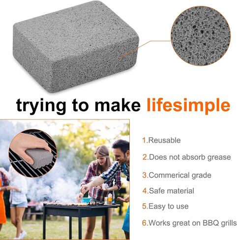 Grill Cleaning Stones Heavy Duty Griddle Bricks Flat Top Griddle Cleaning Block Removing Stains for BBQ-3 Pack with Handle in Saudi Arabia