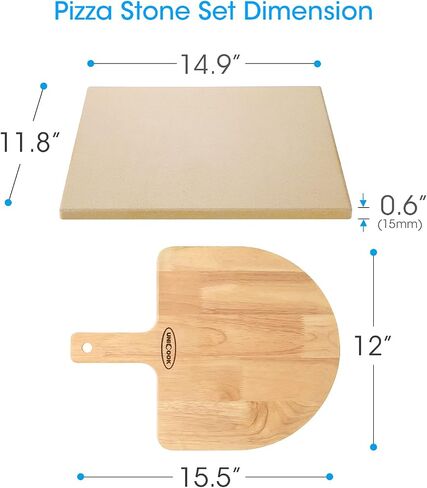 Unicook Pizza Stone for Oven and Grill, 12 inch Square Bread Baking Stone, Heavy Duty Ceramic Pizza Pan, Thermal Shock Resistant Baking Stone for BBQ and Grill, Making Pizza, Bread, Cookie and More in Kuwait