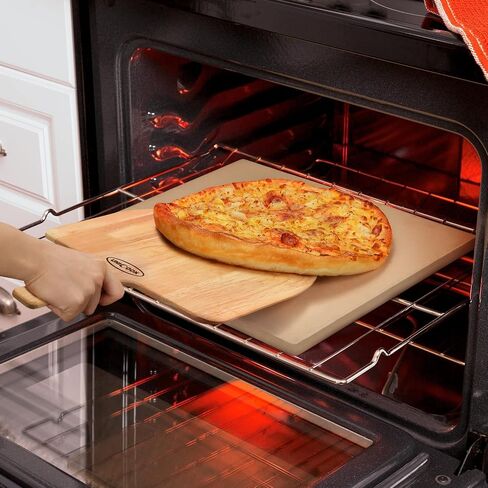 Unicook Pizza Stone for Oven and Grill, 12 inch Square Bread Baking Stone, Heavy Duty Ceramic Pizza Pan, Thermal Shock Resistant Baking Stone for BBQ and Grill, Making Pizza, Bread, Cookie and More in Kuwait