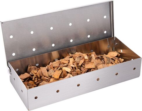 JUEMINGZI Smoker Box for BBQ Grill Wood Chips - 25% Thicker Stainless Steel Won't Warp - Barbecue Meat smoker for Charcoal and Gas Grills | Smoker grill tool in Saudi Arabia