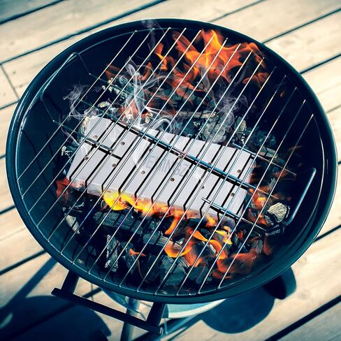 JUEMINGZI Smoker Box for BBQ Grill Wood Chips - 25% Thicker Stainless Steel Won't Warp - Barbecue Meat smoker for Charcoal and Gas Grills | Smoker grill tool in Saudi Arabia