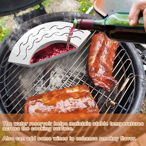 Onlyfire BBQ Smoker Box, Stainless Steel Fan-Shape Smoker Box with Removable Lid, Wood Chip Smoker Box for Charcoal Grills, Kamado Grills - Add Smokey BBQ Flavor to Your Foods, Design Patent in Saudi Arabia