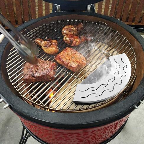 Onlyfire BBQ Smoker Box, Stainless Steel Fan-Shape Smoker Box with Removable Lid, Wood Chip Smoker Box for Charcoal Grills, Kamado Grills - Add Smokey BBQ Flavor to Your Foods, Design Patent in Saudi Arabia