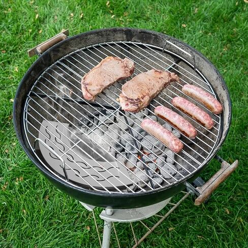 Onlyfire BBQ Smoker Box, Stainless Steel Fan-Shape Smoker Box with Removable Lid, Wood Chip Smoker Box for Charcoal Grills, Kamado Grills - Add Smokey BBQ Flavor to Your Foods, Design Patent in Saudi Arabia