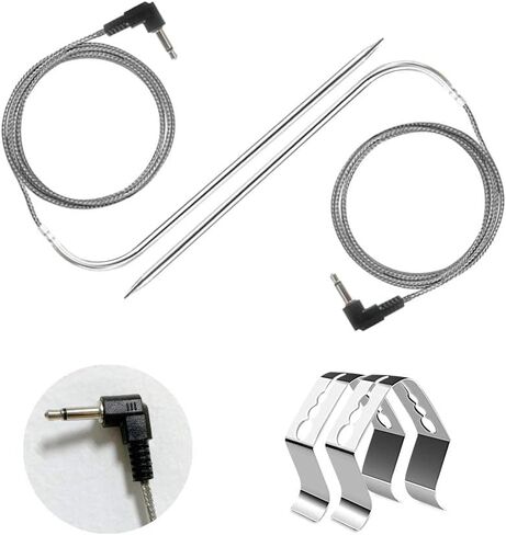 Replacement for Pit Boss Meat Probe Pellet Grills and Pellet Smokers Parts,2pc Waterproof BBQ Temperature Probe,3.5 mm Plug,Equipped with Stainless Steel Grill Holder 2pc in Saudi Arabia