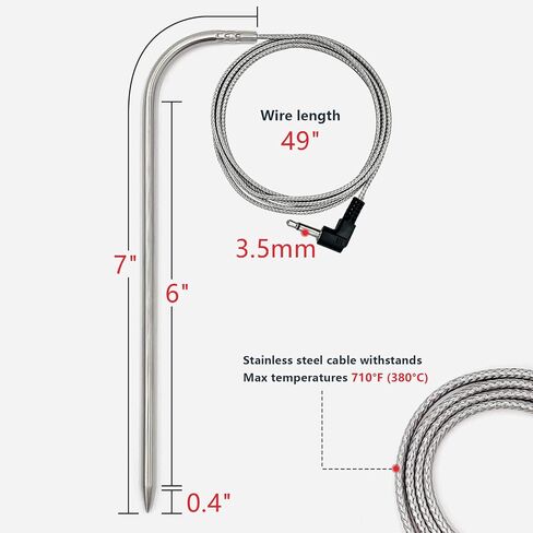 Replacement for Pit Boss Meat Probe Pellet Grills and Pellet Smokers Parts,2pc Waterproof BBQ Temperature Probe,3.5 mm Plug,Equipped with Stainless Steel Grill Holder 2pc in Saudi Arabia
