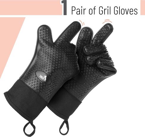 UNCO- Grill Gloves, Silicone Gloves Heat Resistant, Oven Gloves, BBQ Gloves, Meat Gloves, Barbecue Gloves, Grilling Gloves, Meat Gloves for Pulling Meat, Grill Gloves for Outdoor Grill, Grill Mitts in Kuwait