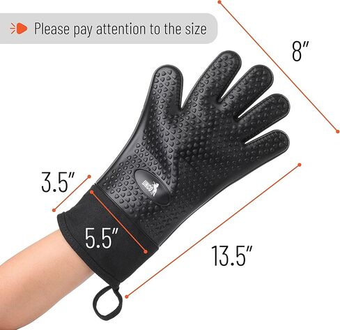 UNCO- Grill Gloves, Silicone Gloves Heat Resistant, Oven Gloves, BBQ Gloves, Meat Gloves, Barbecue Gloves, Grilling Gloves, Meat Gloves for Pulling Meat, Grill Gloves for Outdoor Grill, Grill Mitts in Kuwait