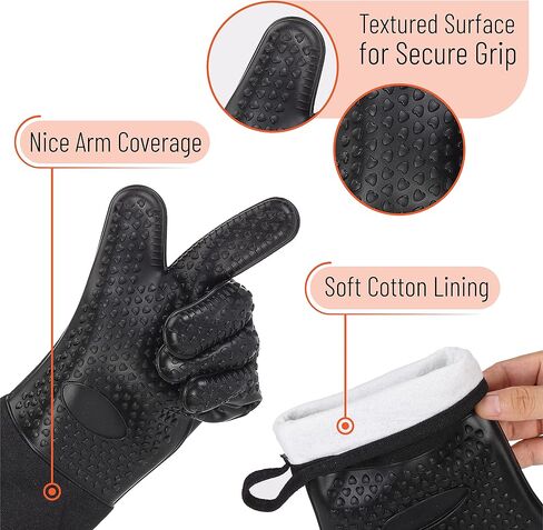 UNCO- Grill Gloves, Silicone Gloves Heat Resistant, Oven Gloves, BBQ Gloves, Meat Gloves, Barbecue Gloves, Grilling Gloves, Meat Gloves for Pulling Meat, Grill Gloves for Outdoor Grill, Grill Mitts in Kuwait