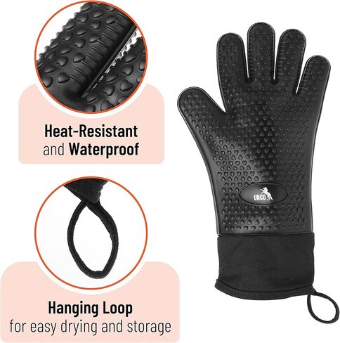 UNCO- Grill Gloves, Silicone Gloves Heat Resistant, Oven Gloves, BBQ Gloves, Meat Gloves, Barbecue Gloves, Grilling Gloves, Meat Gloves for Pulling Meat, Grill Gloves for Outdoor Grill, Grill Mitts in Kuwait