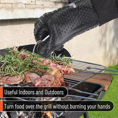 UNCO- Grill Gloves, Silicone Gloves Heat Resistant, Oven Gloves, BBQ Gloves, Meat Gloves, Barbecue Gloves, Grilling Gloves, Meat Gloves for Pulling Meat, Grill Gloves for Outdoor Grill, Grill Mitts in Kuwait