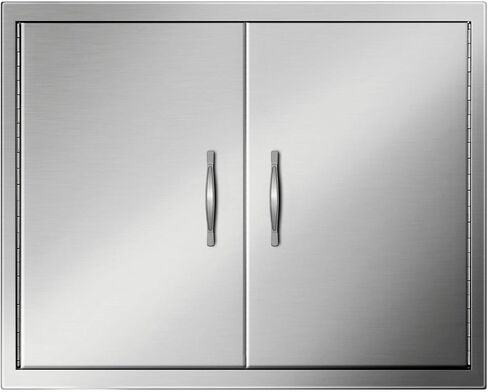 Mophorn BBQ Double Access Door 31W x 24H Inch, BBQ Door Stainless Steel Wall Construction Vertical, Outdoor Kitchen Door for BBQ Island, Grilling Station, Outside Cabinet in Kuwait