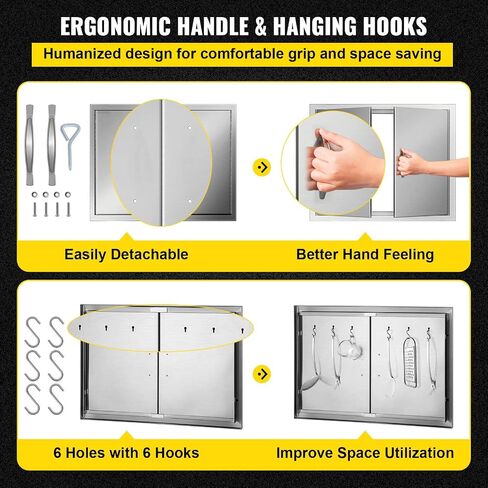 Mophorn BBQ Double Access Door 31W x 24H Inch, BBQ Door Stainless Steel Wall Construction Vertical, Outdoor Kitchen Door for BBQ Island, Grilling Station, Outside Cabinet in Kuwait