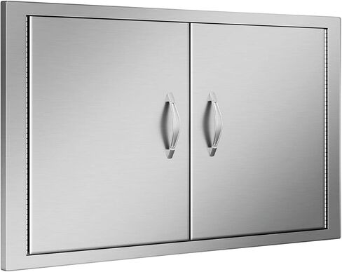 Mophorn BBQ Double Access Door 31W x 24H Inch, BBQ Door Stainless Steel Wall Construction Vertical, Outdoor Kitchen Door for BBQ Island, Grilling Station, Outside Cabinet in Kuwait
