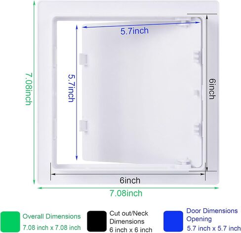 Suteck Plumbing Access Panel for Drywall Ceiling 4 x 6 Inch Reinforced Plastic Wall Access Doors Removable Hinged White in Kuwait