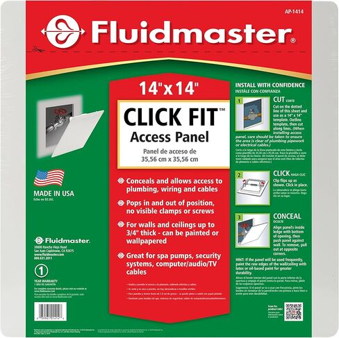 Fluidmaster AP-0808 Click Fit Access Panel for Plumbing, Wiring, and Cables, Size 8-In. x 8-In., Easy Install , White in Saudi Arabia