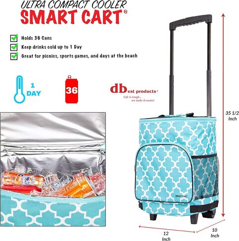 dbest products Ultra Compact Cooler Smart Cart, Black Insulated Collapsible Rolling Tailgate BBQ Beach Summer in Saudi Arabia