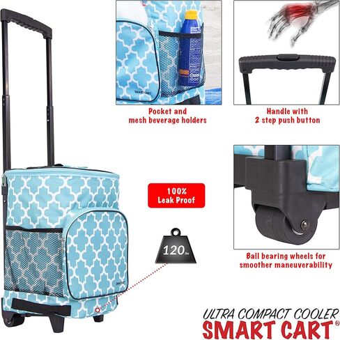 dbest products Ultra Compact Cooler Smart Cart, Black Insulated Collapsible Rolling Tailgate BBQ Beach Summer in Saudi Arabia