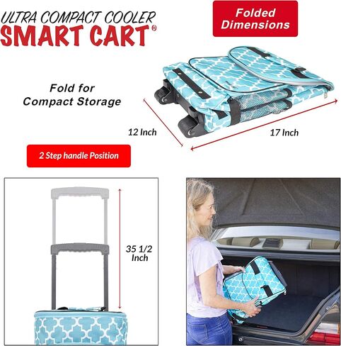 dbest products Ultra Compact Cooler Smart Cart, Black Insulated Collapsible Rolling Tailgate BBQ Beach Summer in Saudi Arabia