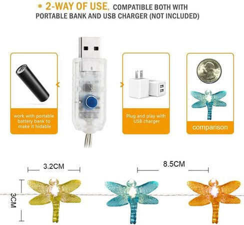 Hummingbird Decorative String Lights, 13.85 Ft 40 Cool White LED Weatherproof Battery Operated 8 Modes Spring Fairy Lights for Holiday Parties Bedrooms Weddings Gardens with Remote and Timer in Kuwait