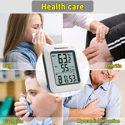 ThermoPro TP60 Digital Hygrometer Indoor Outdoor Thermometer Wireless Temperature and Humidity Gauge Monitor Room Thermometer with 200ft/60m Range Humidity Meter in Saudi Arabia