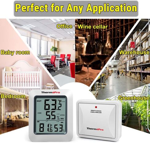 ThermoPro TP60 Digital Hygrometer Indoor Outdoor Thermometer Wireless Temperature and Humidity Gauge Monitor Room Thermometer with 200ft/60m Range Humidity Meter in Saudi Arabia