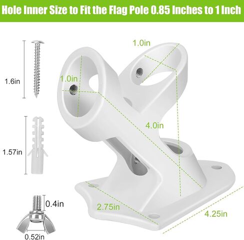 Flag Pole Holder, Outside House Flag Pole Bracket, Heavy Duty Metal Flag Mount, Aluminum Alloy Mounting Brackets, Outdoor Flag Holder- Strong Rust Free, Dual Position 1 inch Black in Saudi Arabia