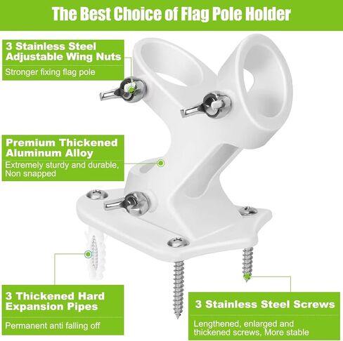 Flag Pole Holder, Outside House Flag Pole Bracket, Heavy Duty Metal Flag Mount, Aluminum Alloy Mounting Brackets, Outdoor Flag Holder- Strong Rust Free, Dual Position 1 inch Black in Saudi Arabia