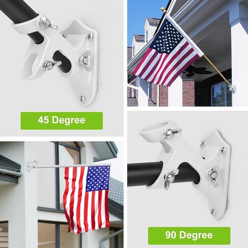 Flag Pole Holder, Outside House Flag Pole Bracket, Heavy Duty Metal Flag Mount, Aluminum Alloy Mounting Brackets, Outdoor Flag Holder- Strong Rust Free, Dual Position 1 inch Black in Saudi Arabia