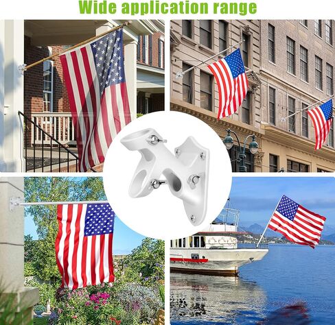 Flag Pole Holder, Outside House Flag Pole Bracket, Heavy Duty Metal Flag Mount, Aluminum Alloy Mounting Brackets, Outdoor Flag Holder- Strong Rust Free, Dual Position 1 inch Black in Saudi Arabia