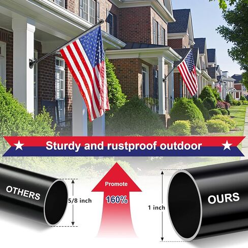 House Flag Pole With American Flag - Flagpoles Residential Kit with 5ft Tangle Free Metal Flag Pole,3x5 Embroidered US Flag,Holder Bracket,Heavy Duty Flag Poles for Outside House,Porch,Outdoor-Black in Saudi Arabia
