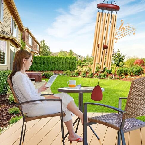 Large Aluminium Wind Chimes Outside, Soothing Melodic Memorial Sympathy Wind Chime, Suitable Outdoor Garden Patio Decor, Gift for Mom Women Neighbors (36 Inches Black) in Kuwait