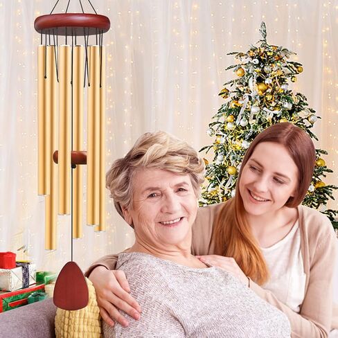 Large Aluminium Wind Chimes Outside, Soothing Melodic Memorial Sympathy Wind Chime, Suitable Outdoor Garden Patio Decor, Gift for Mom Women Neighbors (36 Inches Black) in Kuwait