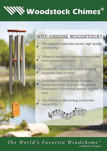 Woodstock Chimes AGMS Signature Collection, Amazing Grace Medium (24'') Silver, Inspirational and Memorial Wind Chimes for Outdoor, Patio, Home or Garden Décor for Mom in Saudi Arabia