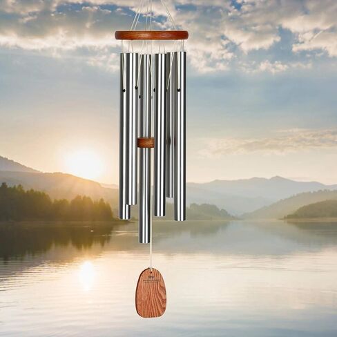 Woodstock Chimes AGMS Signature Collection, Amazing Grace Medium (24'') Silver, Inspirational and Memorial Wind Chimes for Outdoor, Patio, Home or Garden Décor for Mom in Saudi Arabia