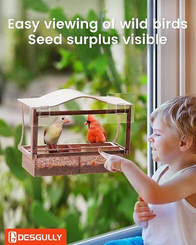 Window Bird Feeder, Desgully Durable Metal Window Bird Feeder, Window Bird Feeders with Strong Suction Cups, Super Adhesive Sheet×4，Large Outdoor Bird Feeder, Bird Watching Gift, Wild Bird Feeder in Saudi Arabia