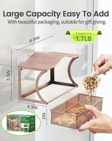 Window Bird Feeder, Desgully Durable Metal Window Bird Feeder, Window Bird Feeders with Strong Suction Cups, Super Adhesive Sheet×4，Large Outdoor Bird Feeder, Bird Watching Gift, Wild Bird Feeder in Saudi Arabia