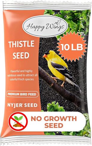Happy Wings Nyjer/Thistle Seeds Wild Bird Food - 10 Pounds I No Grow Seed I Bird Seed for Wild Birds in Saudi Arabia