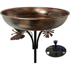OUISJYER Garden Metal Bird Bath with Solar Fountain, Vintage Pedestal Bird Baths & Feeder for Outdoors Yard Garden Decor (31.5" H x 12" W in Kuwait