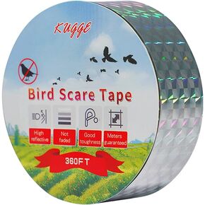 Kugge Bird Flash Tape (1in,360ft), Double Side Reflective Ribbon, Protect Your House, Garden, Orchard