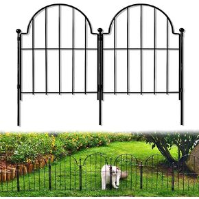 Garden Fence, 2 Panels 22 in(H) x 2.2 ft(L) Arched Rustproof Metal No Dig Fence Garden Fence Border, Ground Stake Animal Barrier Fence for Rabbit Dog, Outdoor Landscape Decor for Yard & Patio