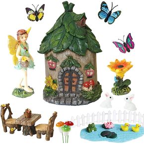 BangBangDa Miniature Fairy Garden Accessories Outdoor - Small Fairies Figurines Items Fairy House Table Chair Set Fairy Garden Fairies Kit for Kids Fairy Figures Mini Garden Ornaments in Saudi Arabia
