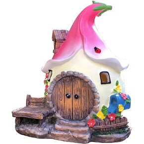 TIBLEN Solar Fairy Cute Garden House, Outdoor Gnome House Figurine with Solar Lights, Little Garden Cottage Figurines in Saudi Arabia