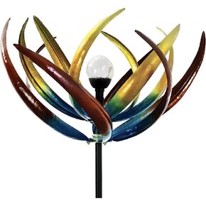 Bits and Pieces - 74" Multi-Color Tulip Wind Spinner - Yard Decorations - Solar Powered Glass Ball - Garden Decoration - Tulip Yard Art in Saudi Arabia